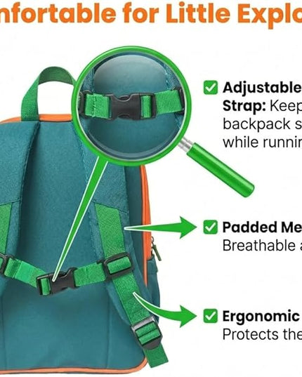 Kids Backpack for Boys and Girls, Kindergarten School Bag with Chest Strap (Orange T-Rex, 14 Inch)