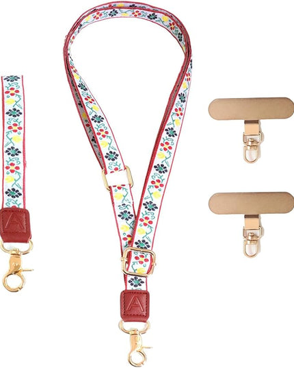LEMEDE Phone Charm Lanyard, Gold Buckle Adjustable Crossbody and Wrist Strap with 2pcs 360-Degree Rotatable Phone Pad
