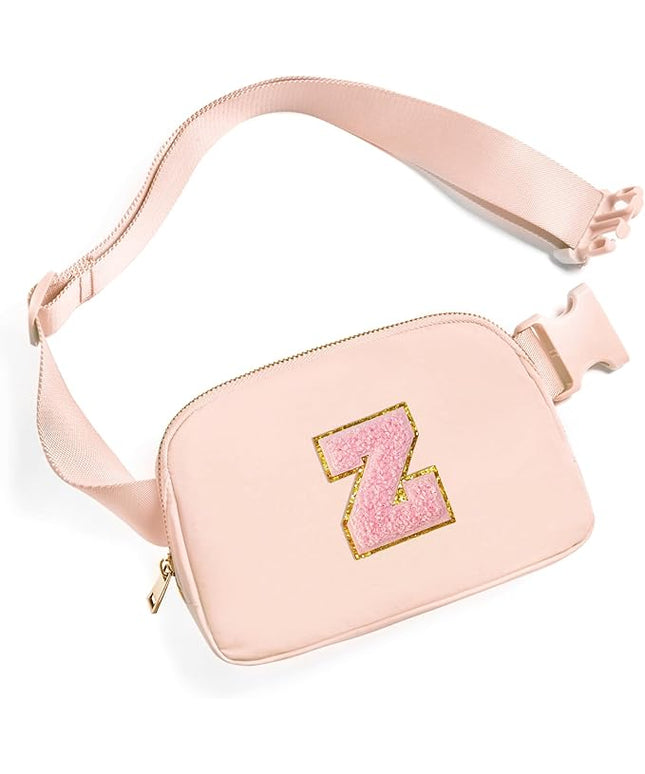 Gitus 6 7 8 9 10 Year Old Girl Gifts Belt Bag Fanny Pack Crossbody Bags with Initial Letter Patch Things for Teen Girls Easter Gifts for Girls Travel Essentials（Coral Pink-Z）