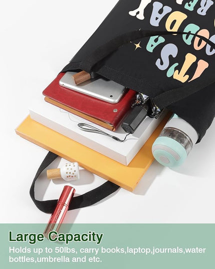 AUSVKAI Canvas Tote Bag Aesthetic for Women, Cute Cloth Cotton Bags for College Shopping Beach Grocery and Trendy Gifts
