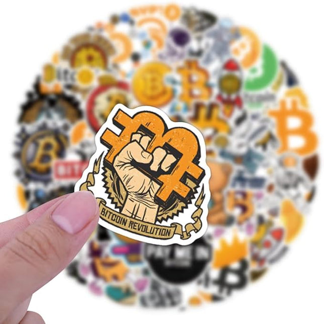 60 Pcs Bitcoin Crypto Sticker Pack Cartoon Vinyl Decals for Laptop Water Bottle Luggage Cup Phone Cryptocurrency Decal, Aesthetic Space Miner, Gift for Traders & Investors