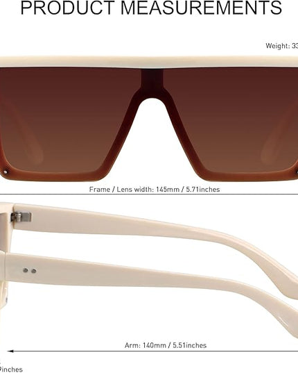 LYZOIT Square Oversized Sunglasses for Women Men Big Flat Top Fashion Shield Large UV Protection Rimless Shades