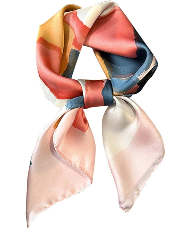 kcctoo 27.5" Mulberry Silk Feeling Head Scarf Women's Fashion Square Neck Satin Scarfs for Bag Hair Scarves Gift