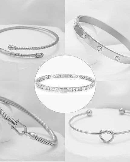 18 K Gold Plated Love Bangle Bracelet Stack Cuff Jewelry for Women Jewelry Set for Women Gift with Box