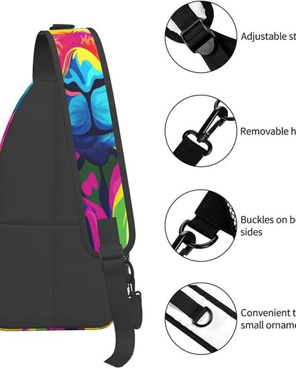 Animal Face Sling Bag Crossbody Bags Chest Bag Backpack for Travel Running and Hiking for Men Women Colorful Camel