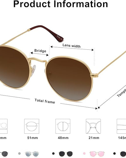 SOJOS Small Round Polarized Sunglasses for Women Men Classic Vintage Retro Shades UV400 SJ1014
