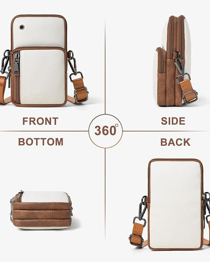Bluome Small Crossbody Phone Purse for Women –PU Leather Crossbody Handbag Wallets Shoulder Travel Bag with Headphone Jack