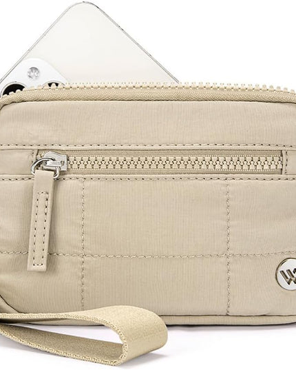 WESTBRONCO Wristlet Wallets for Women Nylon Quilted RFID Wallet with 3 Zipper Purse for Travel