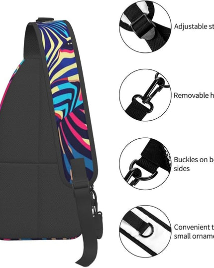 Animal Face Sling Bag Crossbody Bags Chest Bag Backpack for Travel Running and Hiking for Men Women Colorful Zebra
