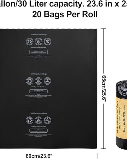 BLIKA 40 Count Toilet Replacement Bags, 8 Gallon, 30 Liter, Heavy Duty 1 Mil, Compost Bags 8 Gallon, Camping Toilet Bags for Portable Toilet, Car Travel, Camping, Long Trips