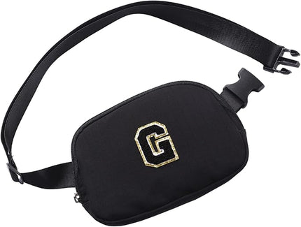 Glratn Initial Letter Belt Bag Crossbody Bags Fanny Pack For Girls，Birthday Gifts for 6 7 8 9 10 11 12 13 14 15 Year Old Girls,Purse for Kids,Cute Teen Trendy Stuff Travel Essentials.（Black-G）
