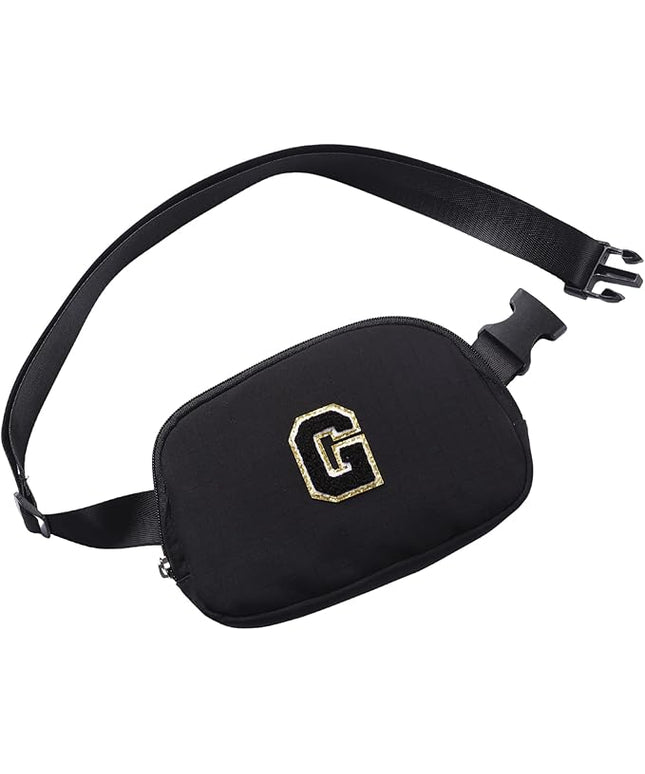 Glratn Initial Letter Belt Bag Crossbody Bags Fanny Pack For Girls，Birthday Gifts for 6 7 8 9 10 11 12 13 14 15 Year Old Girls,Purse for Kids,Cute Teen Trendy Stuff Travel Essentials.（Black-G）