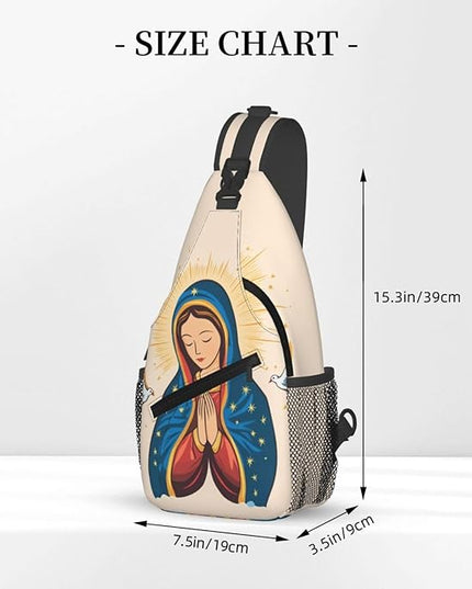Our Lady of Guadalupe Sling Bag Crossbody Bags Clovers Chest Bag for Travel Hiking for Men Women Virgin Marys 2