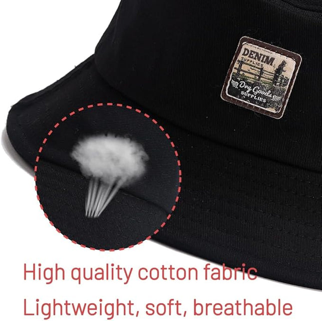 Cotton Bucket Hat for Women Men Summer Travel Sun Beach Bucket Cap, Unisex Outdoor Fisherman Hat