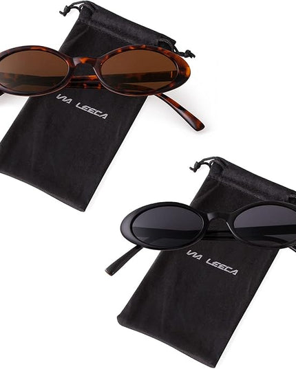 VIA LEECA Trendy Oval Sunglasses Women 90’s Vintage Sun Glasses Fashion Tinted Glasses UV400 Protection
