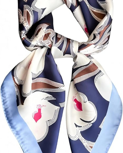 MINIDORA Satin Scarves for Women 27.5 × 27.5 inches Medium Square Elegant Silk Feeling Head Scarf