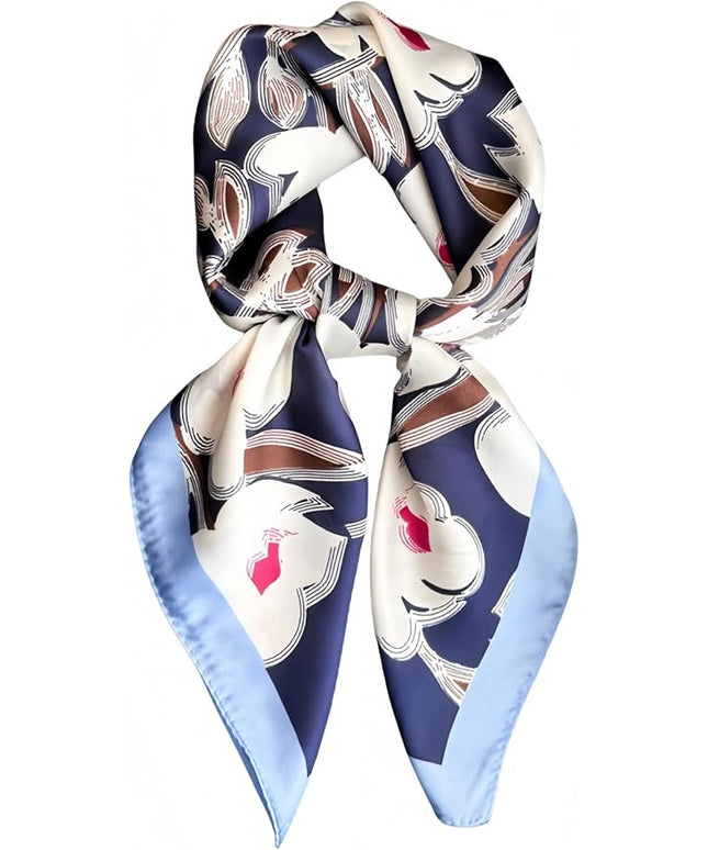 MINIDORA Satin Scarves for Women 27.5 × 27.5 inches Medium Square Elegant Silk Feeling Head Scarf
