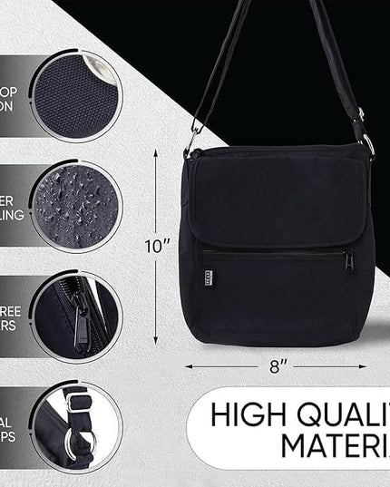 Peak Gear Crossbody Travel Purse with RFID Blocking Pocket and Lifetime Recovery Service. Nylon Shoulder Bag