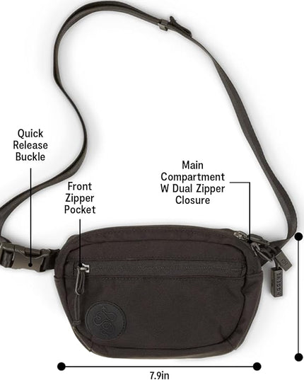 Baboon to the Moon Fanny Pack Mini 1.5L Compact Waist Bag Water Repellent Crossbody Belt Bag Lightweight Travel Everyday Bag for Men Women, Black