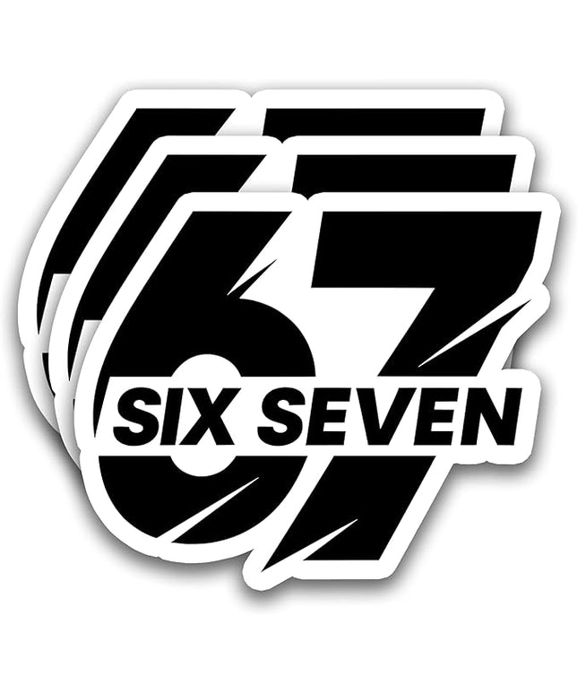 (3Pcs) Funny Six Seven 67 Stickers 6 7 Meme Vinyl Decals Waterproof for Water Bottle, Laptop, Phone Case, Tumbler, Helmet, Scrapbook, 3" x 2.5"