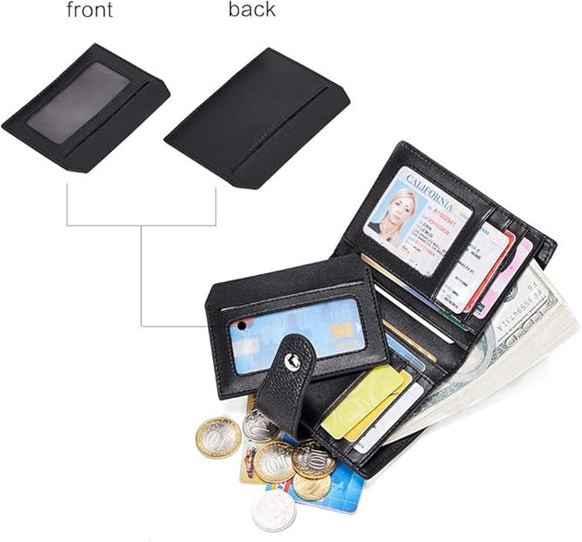 BOSTANTEN Women Leather Wallet RFID Blocking Small Bifold Zipper Pocket Wallet Card Case Purse with ID Window