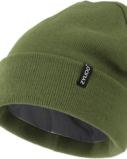 Zylioo Plus Size Fleece Lined Beanie Hat,2XL/XL/L/M/S Thermal Knitted Hat,Winter Warm Lined Snow Hats for Women Men