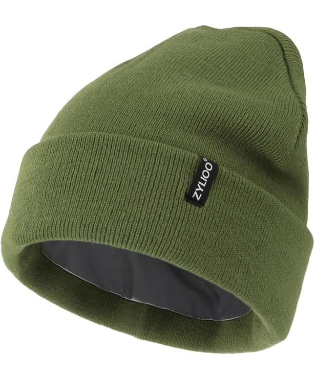 Zylioo Plus Size Fleece Lined Beanie Hat,2XL/XL/L/M/S Thermal Knitted Hat,Winter Warm Lined Snow Hats for Women Men