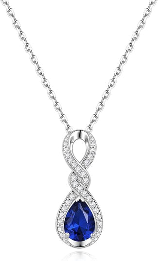 FANCIME Infinity Embrace Birthstone Necklaces for Women Fine Jewelry Sterling Silver Dainty Infinity Pendant Anniversary Birthday Christmas Gifts for Her Wife Mom Daughter