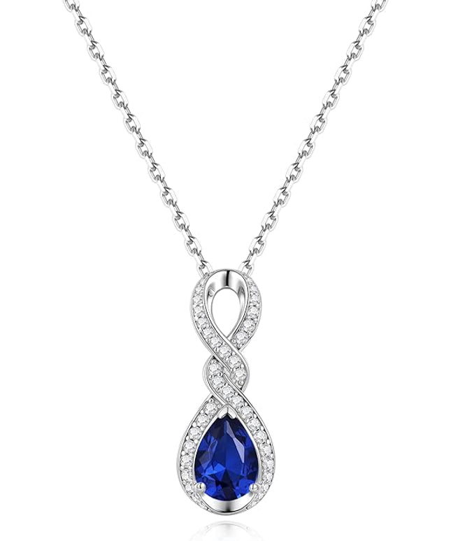 FANCIME Infinity Embrace Birthstone Necklaces for Women Fine Jewelry Sterling Silver Dainty Infinity Pendant Anniversary Birthday Christmas Gifts for Her Wife Mom Daughter