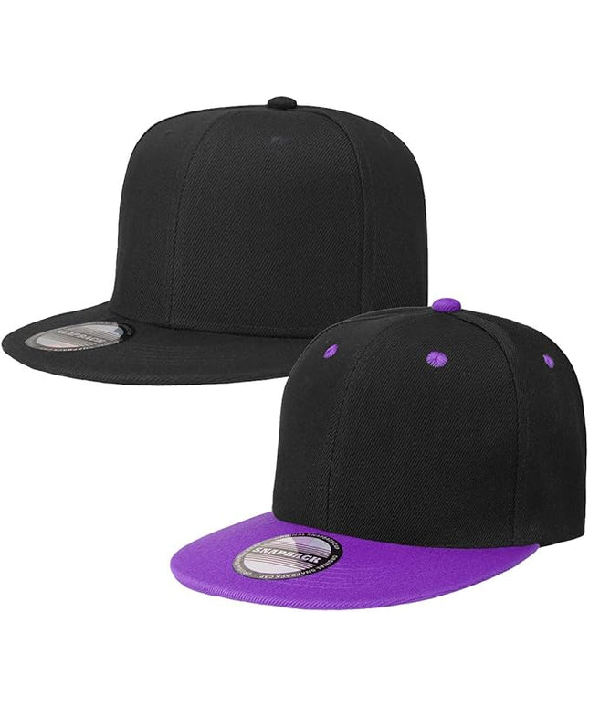 Classic Snapback Hat Cap Hip Hop Style Flat Bill Blank Solid Color Adjustable Size