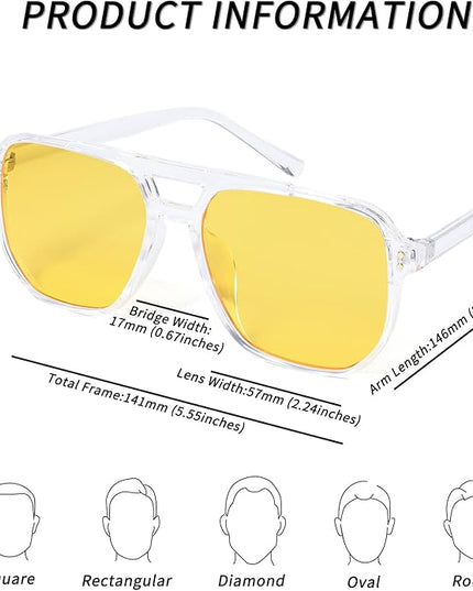 FEISEDY Retro Square Aviator Sunglasses Women Men 70s Vintage Trendy Plastic Frame Sun Glasses B2835