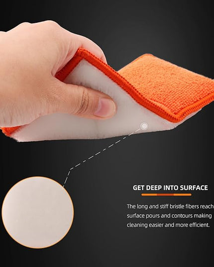 SPTA Car Interior Scrubbing Sponge, 8Pcs Scrub Ninja, Microfiber Car Wax Applicator, Car Wash Sponges for Car, Boat, Wood, Marble and Motorcycle, 6in x 3.3in x 0.8in