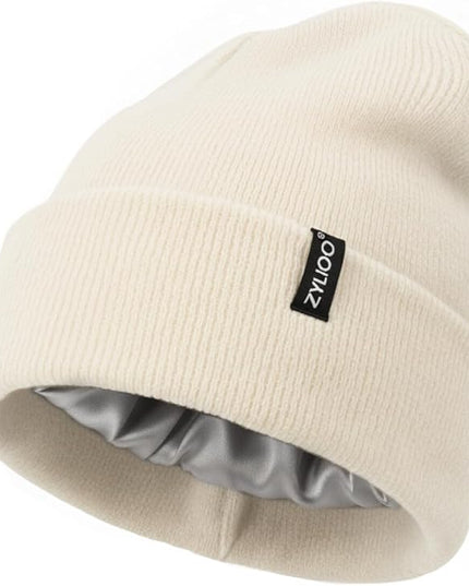 Zylioo Plus Size Fleece Lined Beanie Hat,2XL/XL/L/M/S Thermal Knitted Hat,Winter Warm Lined Snow Hats for Women Men