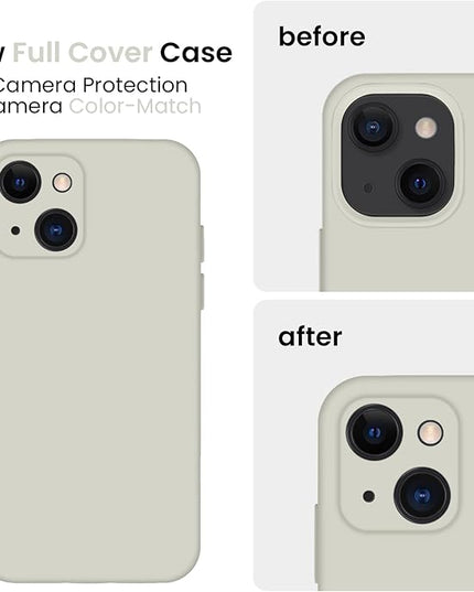 FireNova Designed for iPhone 13 Case, Silicone Upgraded [Camera Protection] Phone Case with [2 Screen Protectors], Soft Anti-Scratch Microfiber Lining Inside, 6.1 inch, Stone