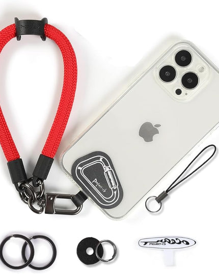 project-cb Hand Wrist Phone Strap,Phone Lanyard Patch ×2,Cell Phone Case Holder,Wristlet Strap for Key,AirPods,Camera (Red, 12inch)
