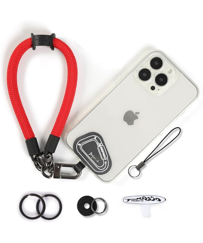 project-cb Hand Wrist Phone Strap,Phone Lanyard Patch ×2,Cell Phone Case Holder,Wristlet Strap for Key,AirPods,Camera (Red, 12inch)