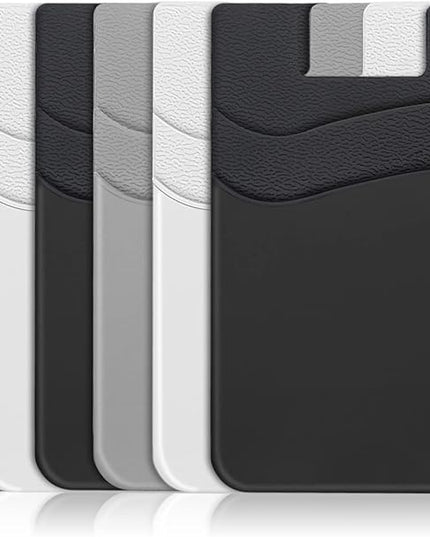 SHANSHUI Phone Wallet, 6 Pack Card Holder for Back of Phone Double Silicone Credit Business Card Sleeve Pocket Compatible for iPhone and Every Smartphones
