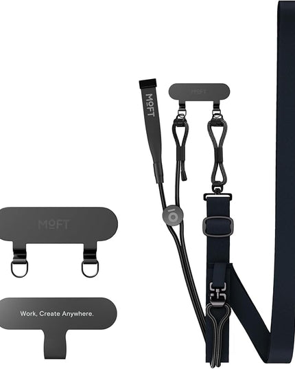 MOFT Phone Lanyard Crossbody with 2 Tabs, Adjustable Phone Strap with Premium Metal Buckles, Skin-Friendly Universal Lanyard, Compatible with Most Smartphones, Navy Blue