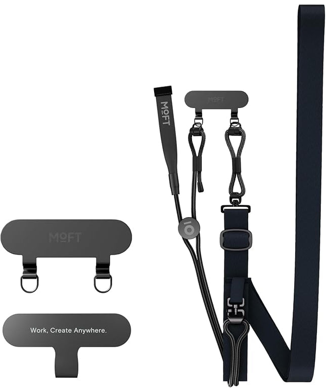 MOFT Phone Lanyard Crossbody with 2 Tabs, Adjustable Phone Strap with Premium Metal Buckles, Skin-Friendly Universal Lanyard, Compatible with Most Smartphones, Navy Blue