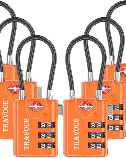 TSA Approved Luggage Locks, Travel Locks Which Also Work Great as Gym Locks, Toolbox Lock, Backpack and More, Orange 6 Pack