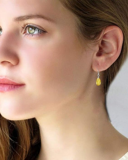 Teardrop Austrian Crystal Drop Dangle Earrings for Women 925 Sterling Silver Hook Hypoallergenic Jewelry