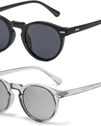 Gleyemor Vintage Polarized Sunglasses for Men Round Sunglasses UV400 Protection Retro Hand-crafted Acetate Frame