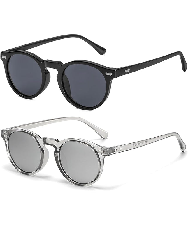 Gleyemor Vintage Polarized Sunglasses for Men Round Sunglasses UV400 Protection Retro Hand-crafted Acetate Frame