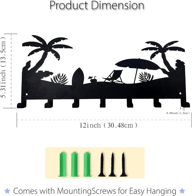 BooWoodNeonMetal Wall Mounted Key Rack | Metal Key Rack Hook Organizer | Metal Key Organizer with 7 Hooks Wall Decoration for Front Door, Hallway, Kitchen, Office