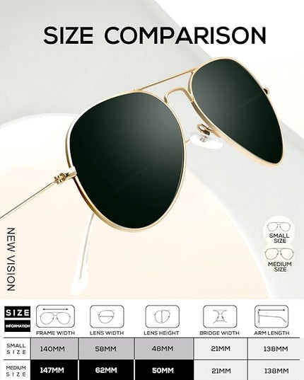 KALIYADI Classic Aviator Sunglasses for Men Women Driving Sun glasses Polarized Lens UV Blocking