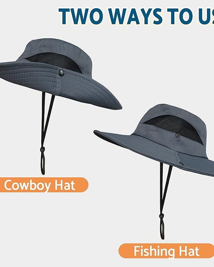 PFFY Sun Bucket Hats for Men Women 3” Wide Brim UPF 50+ Fishing & Beach Hat