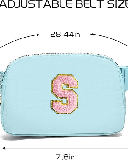 Gitus Gifts for 7 8 9 10 11 Year Old Girls Belt Bag Fanny Pack Crossbody Bags with Initial Letter Patch Birthday Gifts for Daughter Sister Friends Teen girls (Icing Blue-S)