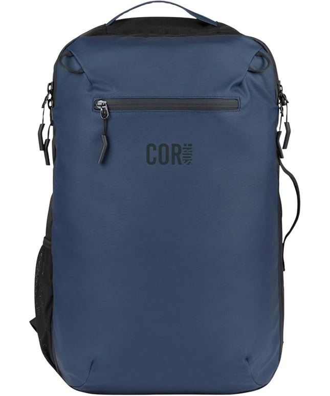 COR Surf Carry On Travel Backpack with Secret Passport Pockets | Carry-On Luggage Backpack With YKK Zippers for Men and Women | The Island Hopper (28L, Navy Blue)