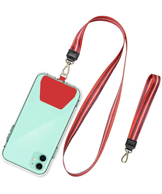 SHANSHUI Phone Leash, Universal Cell Phone Neck Lanyard and Wrist Strap Tether Lanyard Patch Compatible for Protection iPhone, Samsung Galacy and All Smartphones -Red
