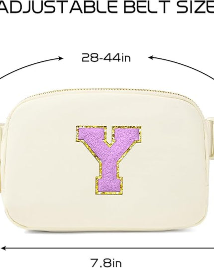 Gitus Gifts for 8 9 10 11 12 Year Old Girls Belt Bag Fanny Pack Crossbody Bags with Initial Letter Patch Cute Stuff Birthday Gifts for Teen Girls Women Personalized Trend Stuff (Ivory-Y)